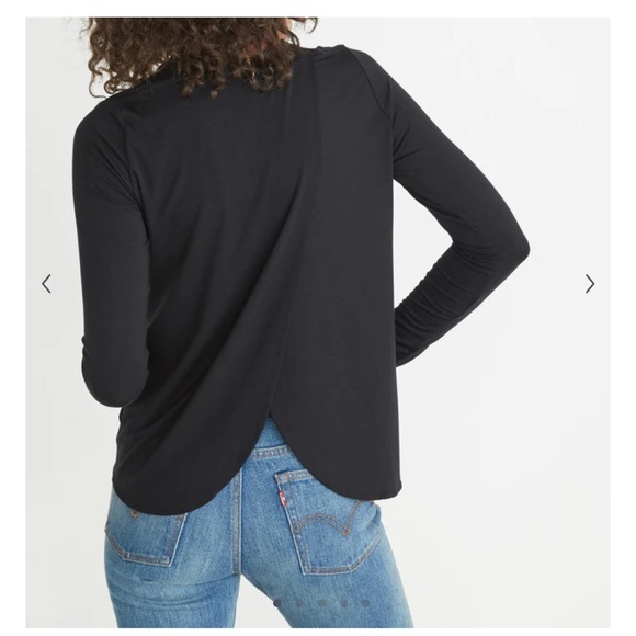 Marine Layer Solid Tulip Back Long sleeve Top Black Size XS - Picture 2 of 7